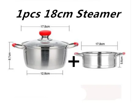 Новая коллекция Нержавеющая сталь один/два Слои Пособия по кулинарии горшок посуда для готовки термостойкая газовая, индукционная плита прочный суп горшки - Цвет: 18cm Steamer