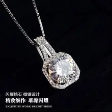 Бренд длинные 925 стерлингового серебра кубик коробка циркония ожерелья и подвески для женщин Мода стерлингового серебра-ювелирные изделия