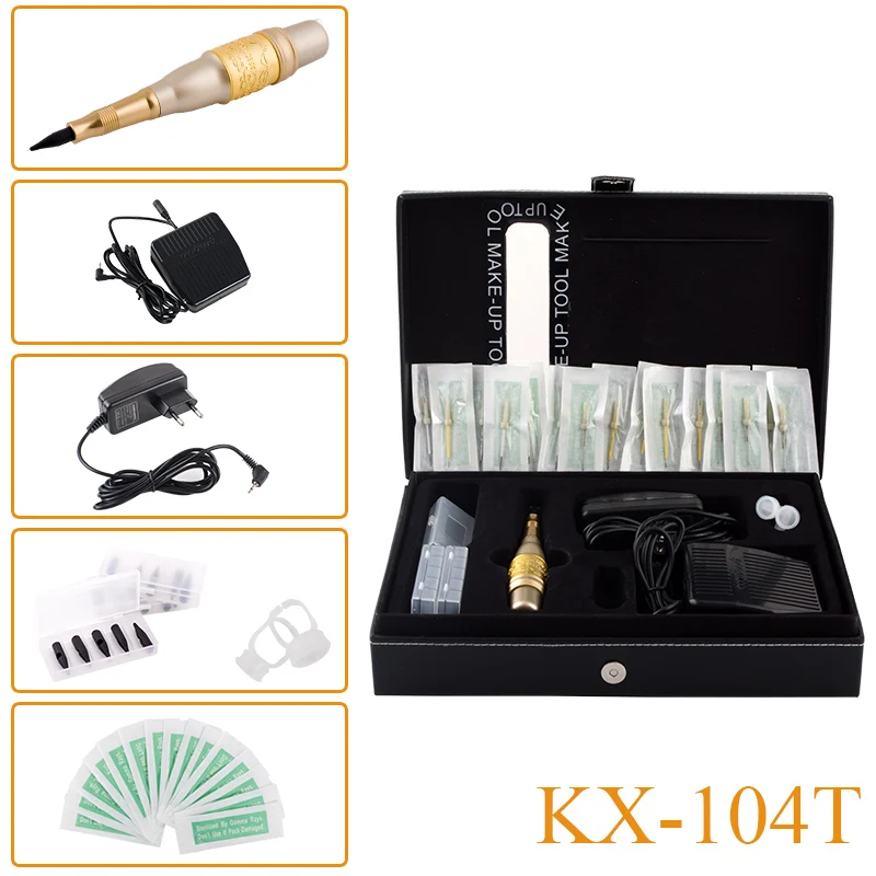 

New Style KX-104T Tattoo Kit Permanent Makeup Machine Eyebrow Lips Eyeliner Cosmetic Pen Mosaic Design with Power Supply