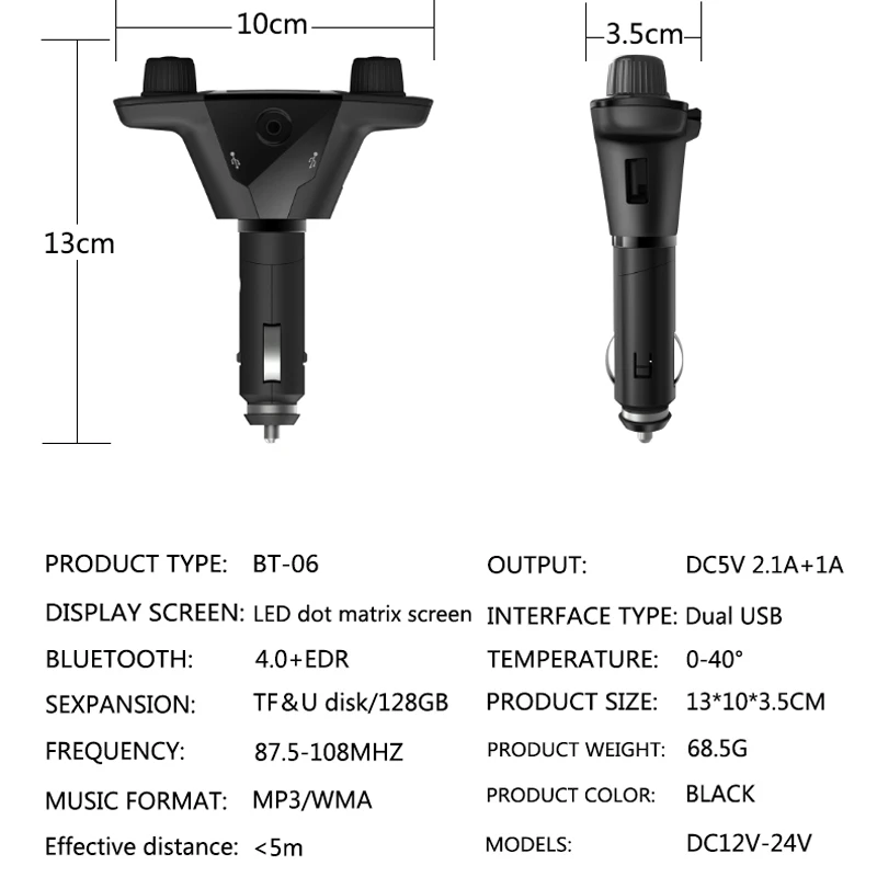 ANLUD FM Transmitter Bluetooth Handsfree Car Kit Aux Modulator Radio FM Car Audio TF AUX MP3 Player