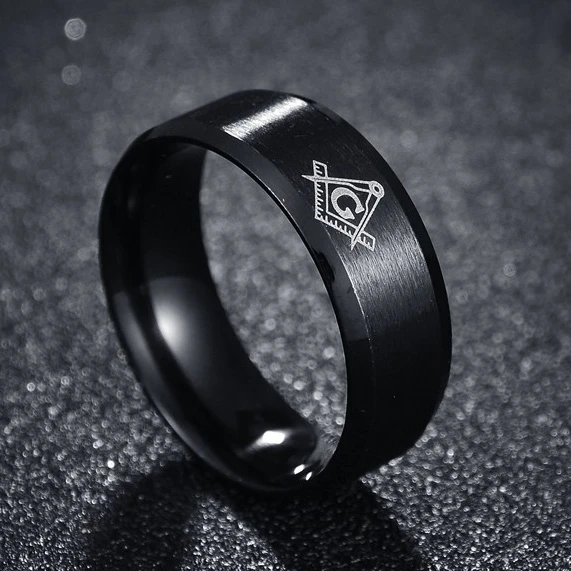 Качественное мужское титановое черное кольцо с фабрики