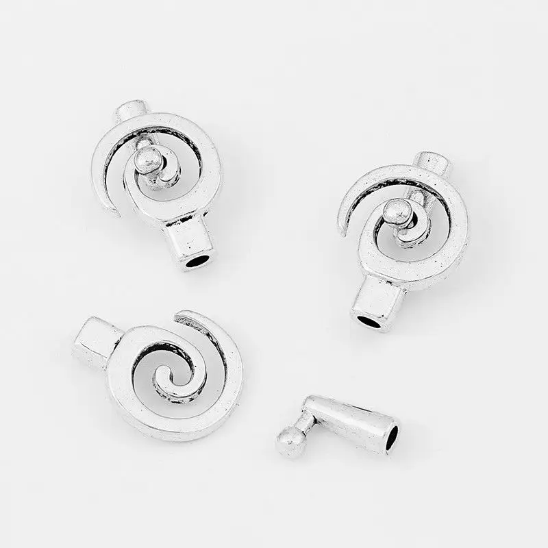 

5 Sets Antique Silver 3.0mm Spiral Swirl Leather Zamak Clasp Braclet Findings For 3mm Round Leather Cord