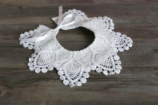 Bavaglino In Pizzo Stile Coreano Per Bambine - Colletto Falso In Cotone, Design Floreale - Foto 2