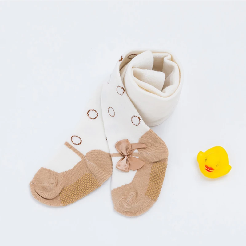 Хлопковые колготки в горошек для маленьких девочек гетры для новорожденных, Нескользящие наколенники для малышей до 2 лет, узкие штаны - Цвет: WL101