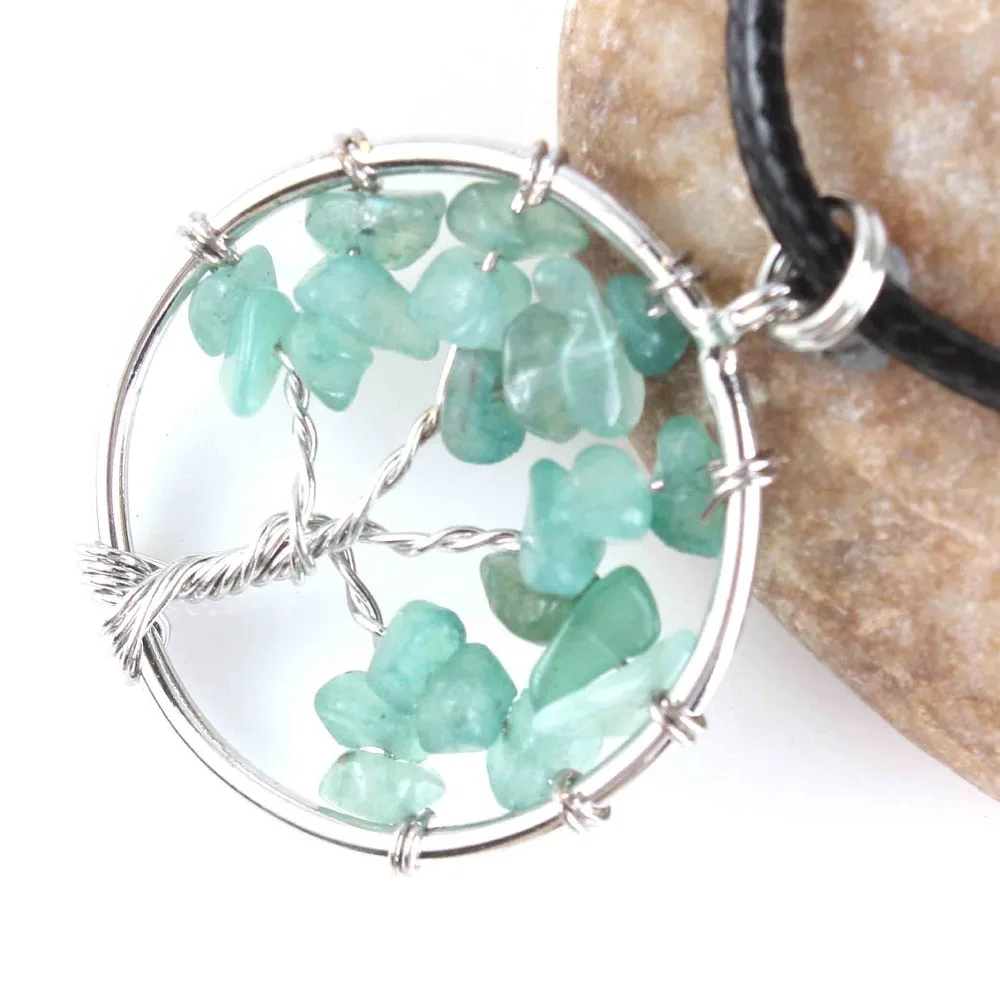 Natural Gnergy Gemstone~ Silver Plated Wire Wrapped Tree Of Life Healing Crystal Quartz Purple Amethysts Round Chakra Reiki Stone Pendant Necklace 19 AA00409005910a