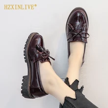 Новинка года; весенние женские туфли-оксфорды из лакированной кожи; женские слипоны с бантом; женская кожаная обувь на плоской подошве с кисточками