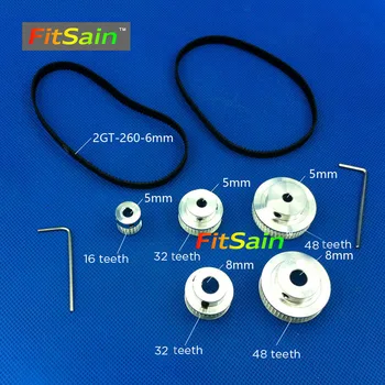 

FitSain-2GT 16T 32T 48T aluminum alloy pulley1:2 1:3 1:1.5 center hole 5mm 8mm reduction ratio drive synchronous wheel