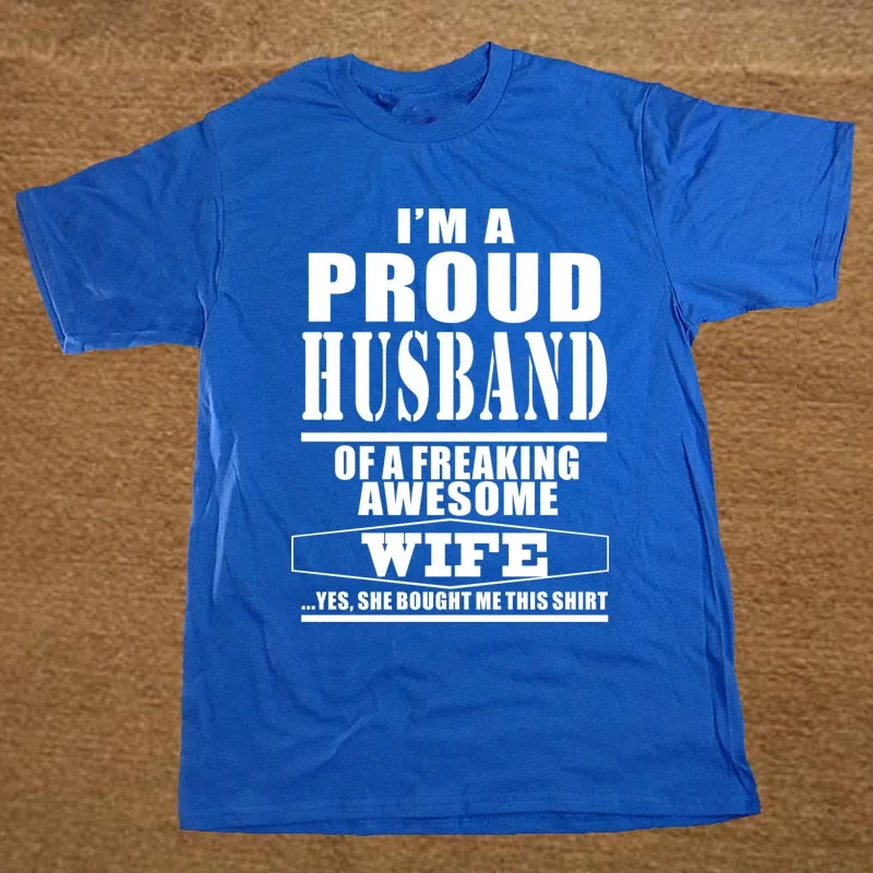 Новинка, футболка с надписью «Proud Man Of A Black Awesome Wife GIFT», Мужская забавная футболка, Мужская одежда, футболка с коротким рукавом
