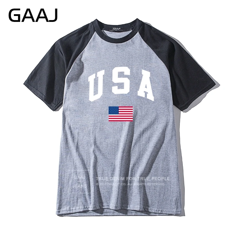 GAAJ, американский флаг, мужская и женская футболка унисекс, хит, цветная одежда с воротником, Мужская футболка, Мужская модная забавная футболка с длинным рукавом, бренд