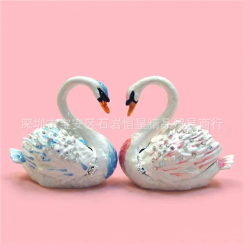 

European Chinese style Metal enamel painted little Swan model, home desktop decor decoration ornaments(A590)