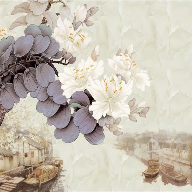 Custom wallpaper Bauhinia TV background wall modern Nordic decorative mural waterproof material Custom wallpaper Bauhinia TV background wall modern Nordic decorative mural waterproof material