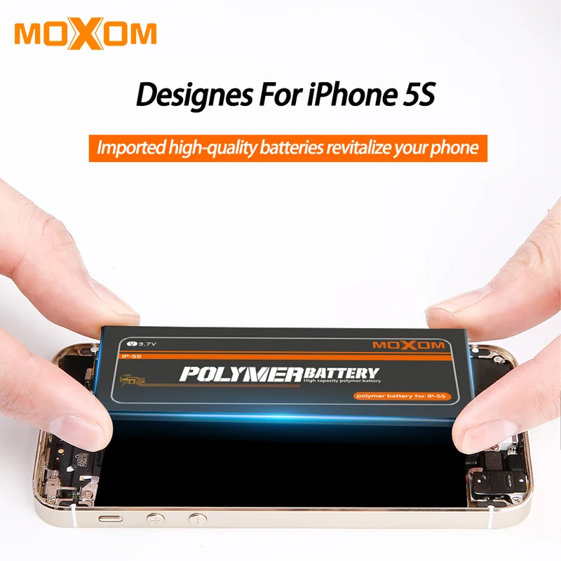 Original MOXOM Battery For iPhone 5s Battery 1570mAh Replacement Battery For iPhone 5s Lithium Polymer battery with Free Tool