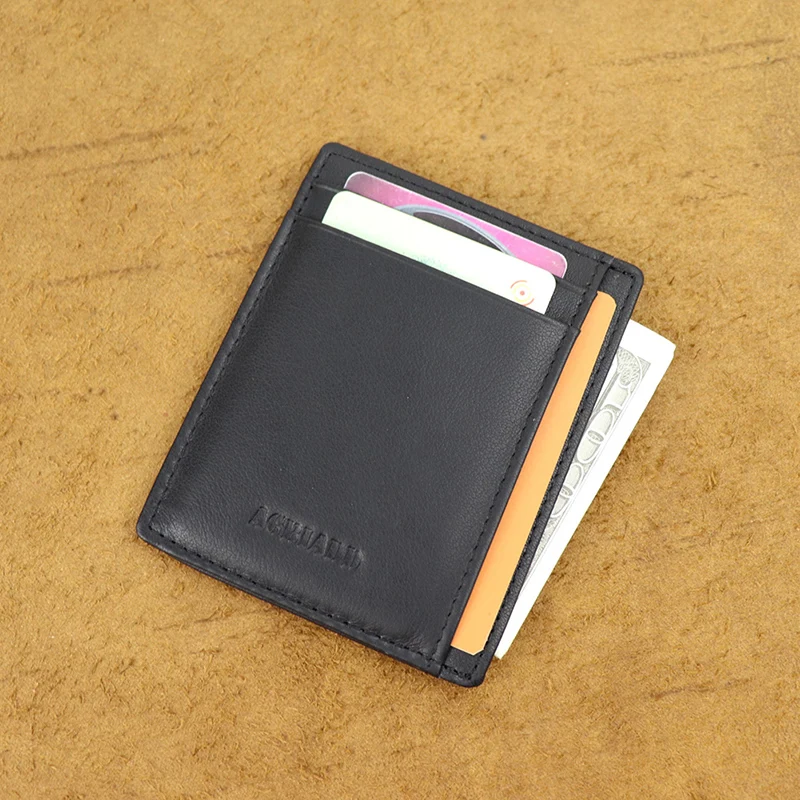 

Super Slim Soft Wallet Genuine Leather Mini Credit Card Wallet Purse Card Holders Drop Ship 564-50 Men Wallet Thin Small