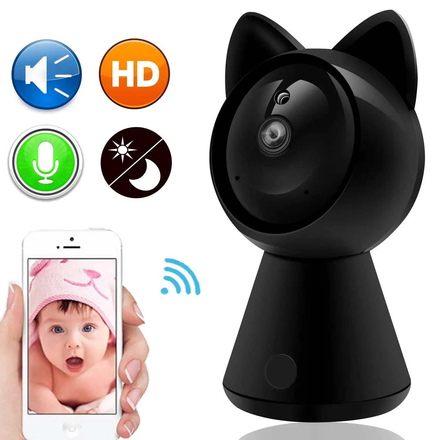 

Vanxse CCTV WIFI WIreless 1080P Video Network IP camera Network Surveillance Security Camera Lovely cat
