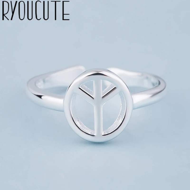 Bijoux 925 стерлингового серебра знак мира Кольца для женщин подарок дамы регулируемый размер античное кольцо ювелирное изделие Plata Anillos