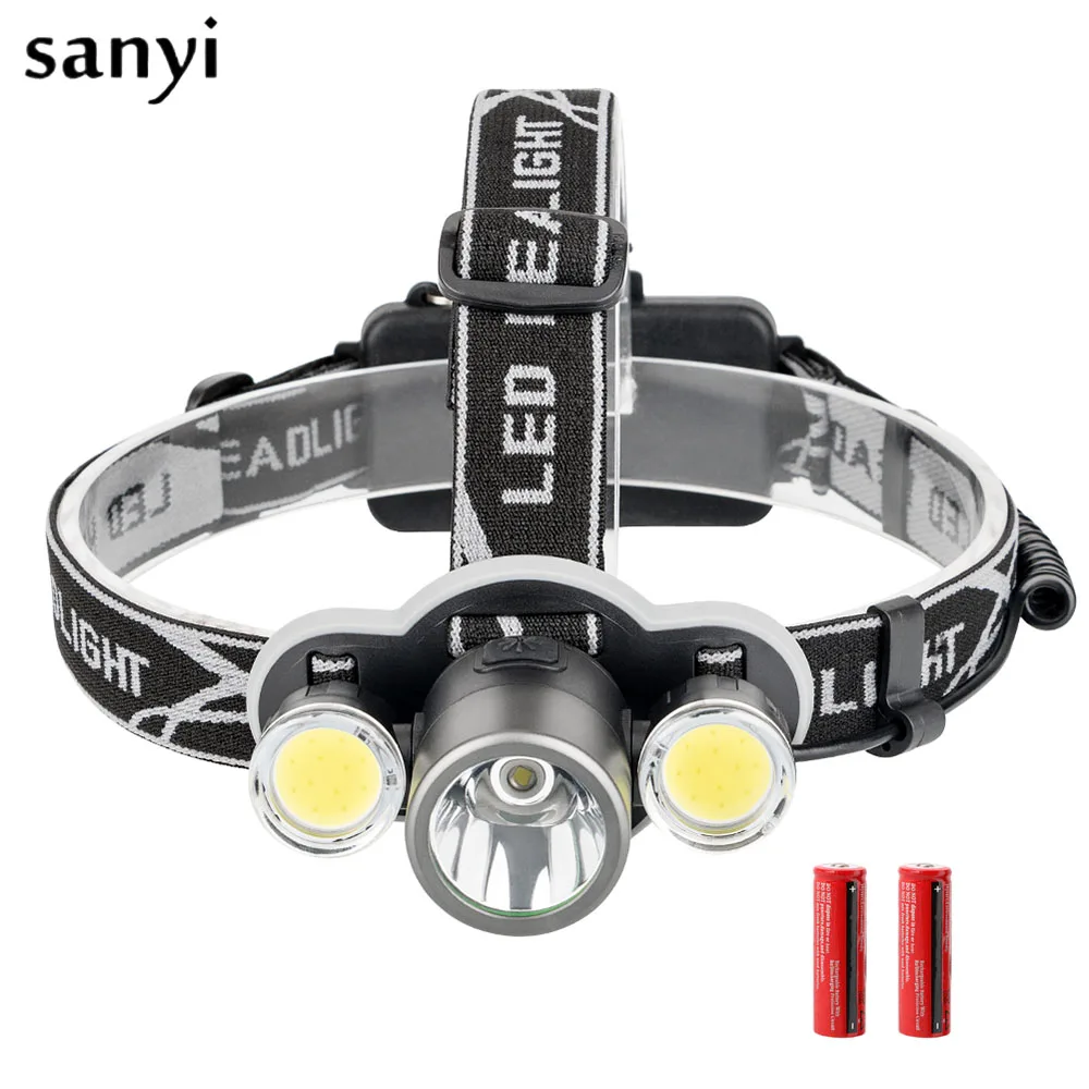 4000LM 1*T6+2*COB LED Headlamp Headlight 5 Modes Head Lamp Lighting Light Flashlight Torch Fishing Camping Lantern With 18650 | Лампы и