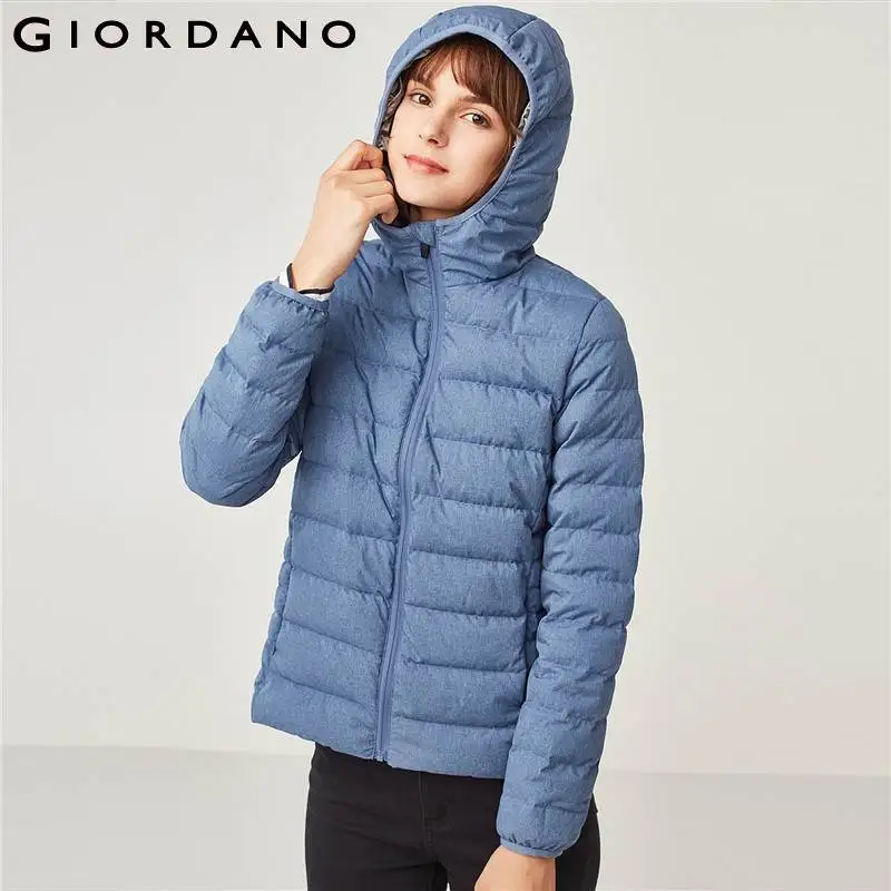 Giordano женский тонкий пуховик с капюшоном из натурального гусиного пуха данная