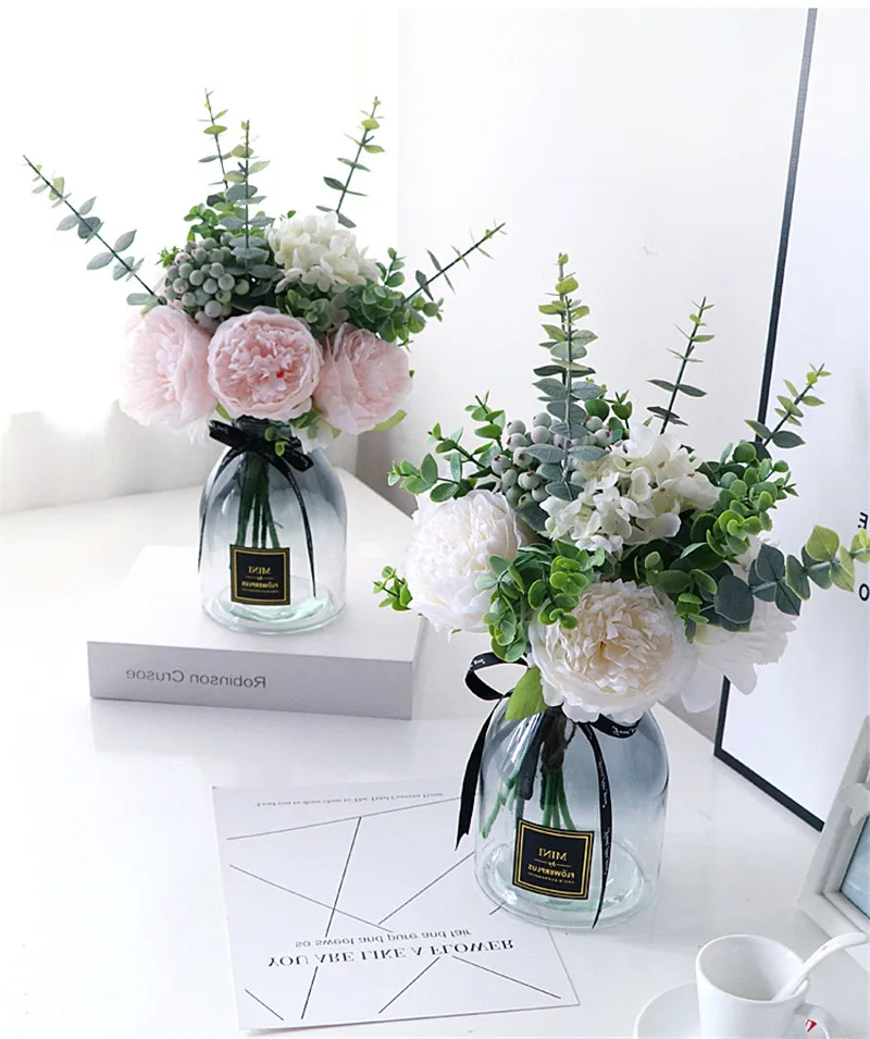 искусственные цветы pivoines artificielles pour la decoration Имитация пиона букет из роз для