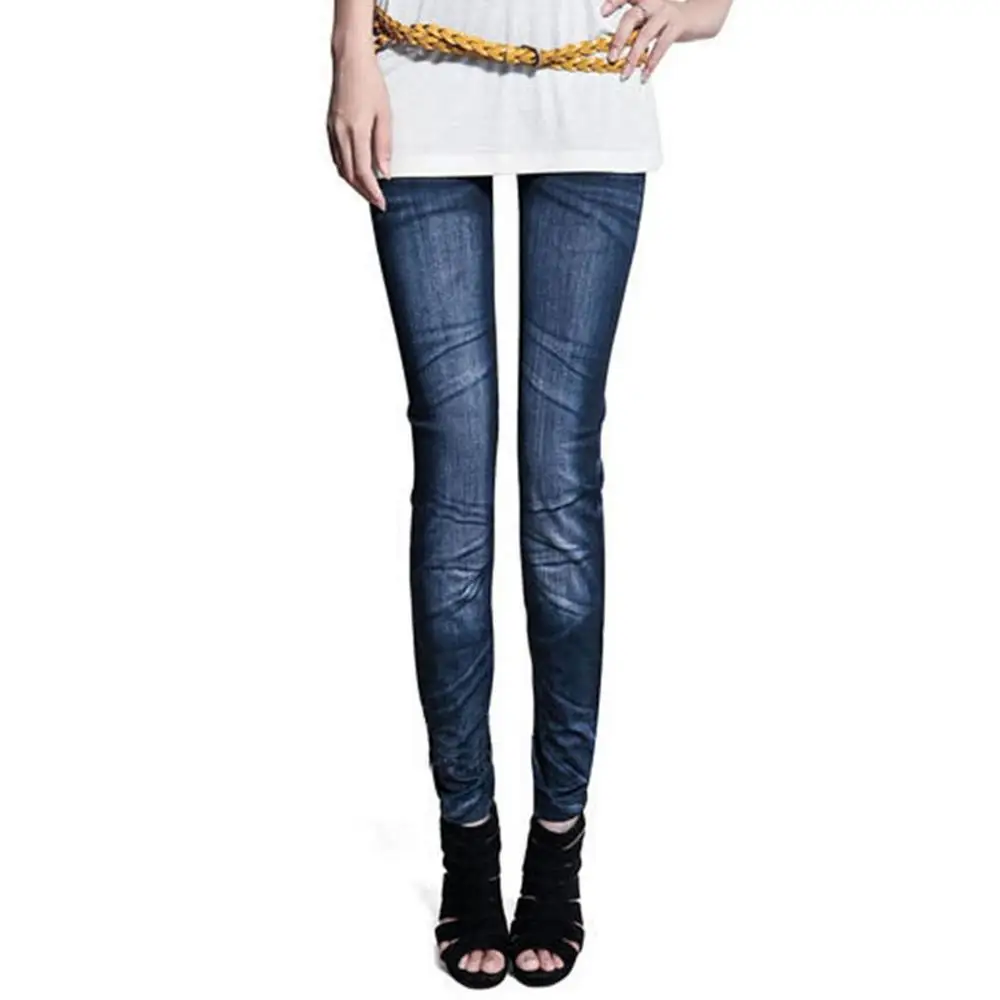 Модные Узкие женские Стрейчевые джинсы, женские леггинсы, повседневные тонкие узкие брюки, обтягивающие эластичные леггинсы из искусственного денима, 3 вида - Цвет: type 2