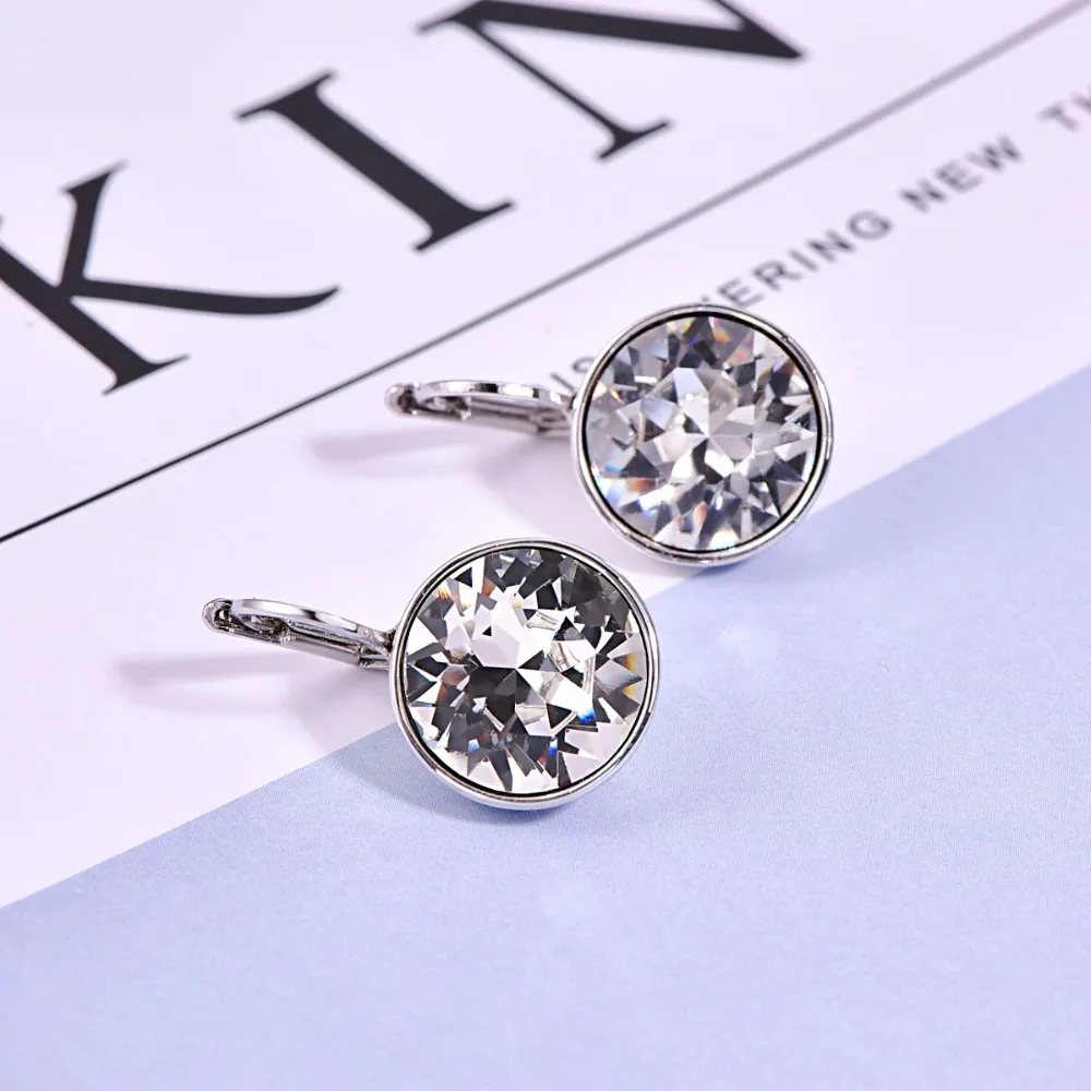 MALANDA серебряный цвет Bella серьги гвоздики для женщин белый кристалл от Swarovski модные