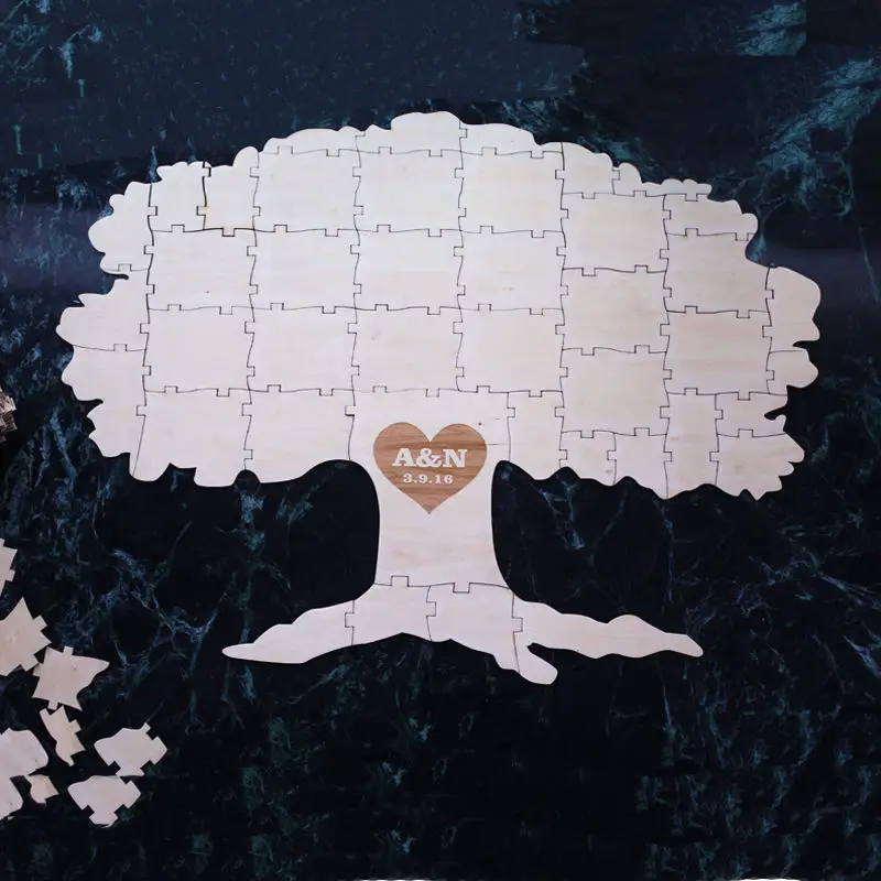

Autumn Fall TREE of Life Alternative Wooden Wedding Guest book Rustic Puzzle