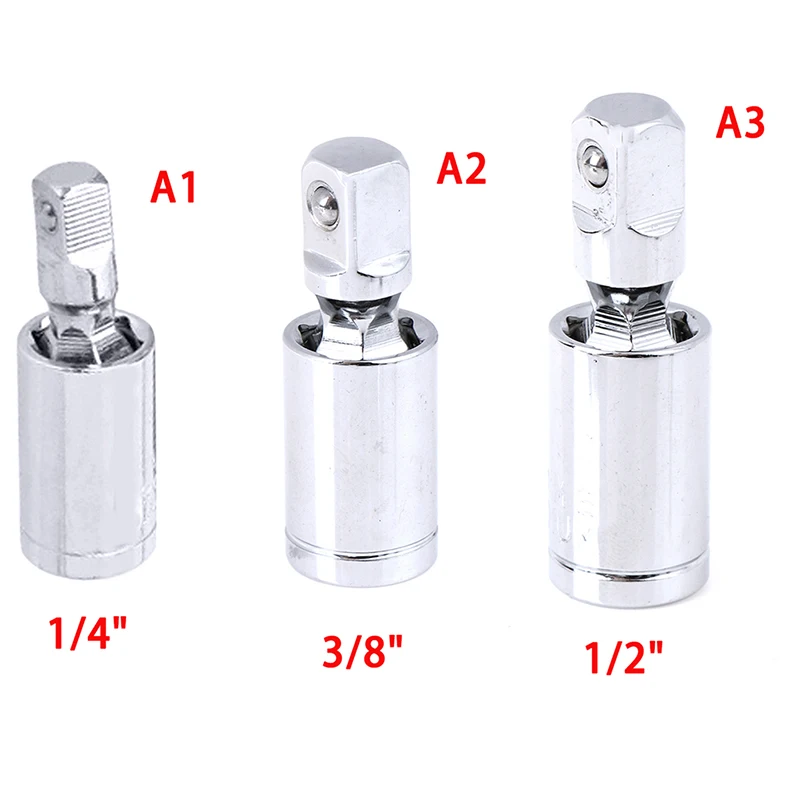 

1/4" 3/8" 1/2" Universal Joint Set Ratchet Angle Extension Bar Socket Adapter Manual And Pneumatic 360 Rotary Adapter Hot Sale