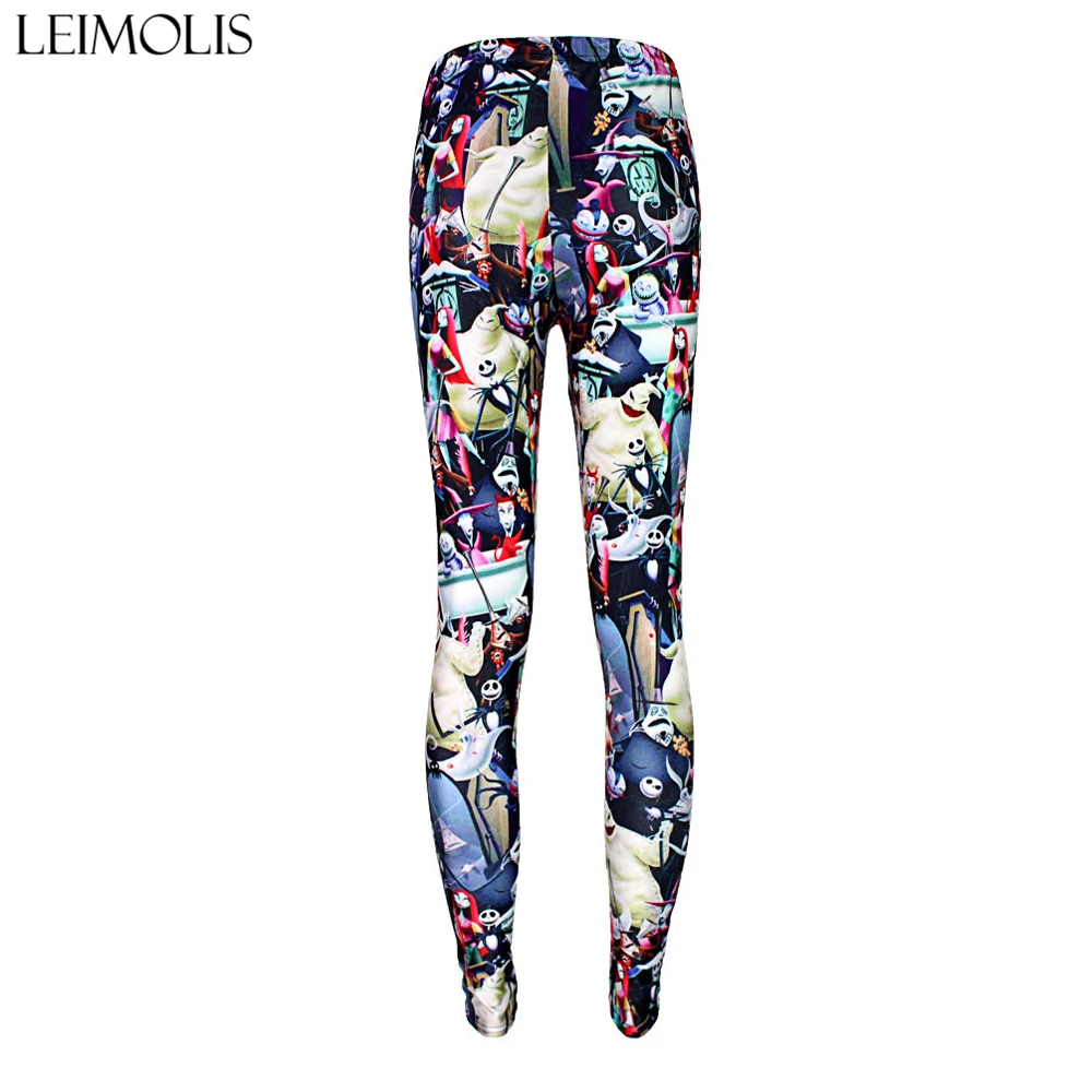 

LEIMOLIS 3D printed fitness push up workout leggings women Cartoon Gothic Ghost bride plus size High Waist punk rock panties