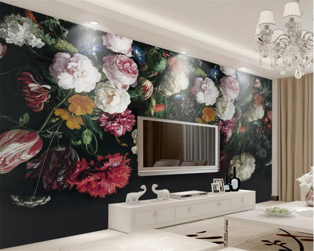 

3D Wallpapers Flourish Flowers Floral Fresco Living Room Bedroom TV Sofa Background Wallpaper for walls 3 d papel de parede