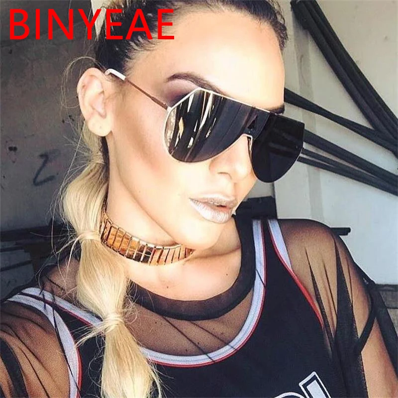 

Metal Mirror Shield Sunglasses Oversized Black Sun Glasses For Women New Trendy Luxury Brand Retro Sunglasses Men UV400