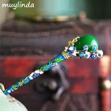 Muylinda, винтажное цветочное эмалированное ювелирное изделие в виде заколки, женские банкетные стразы, шпильки для волос, каменные Аксессуары для волос