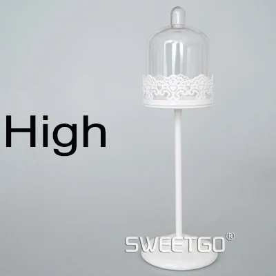 SWEETGO мини-подставка для кексов, витрина для торта, инструмент с ПК, купольная крышка, инструменты для выпечки, для торта, украшения дома, вечерние, Белый Подсвечник - Цвет: White high