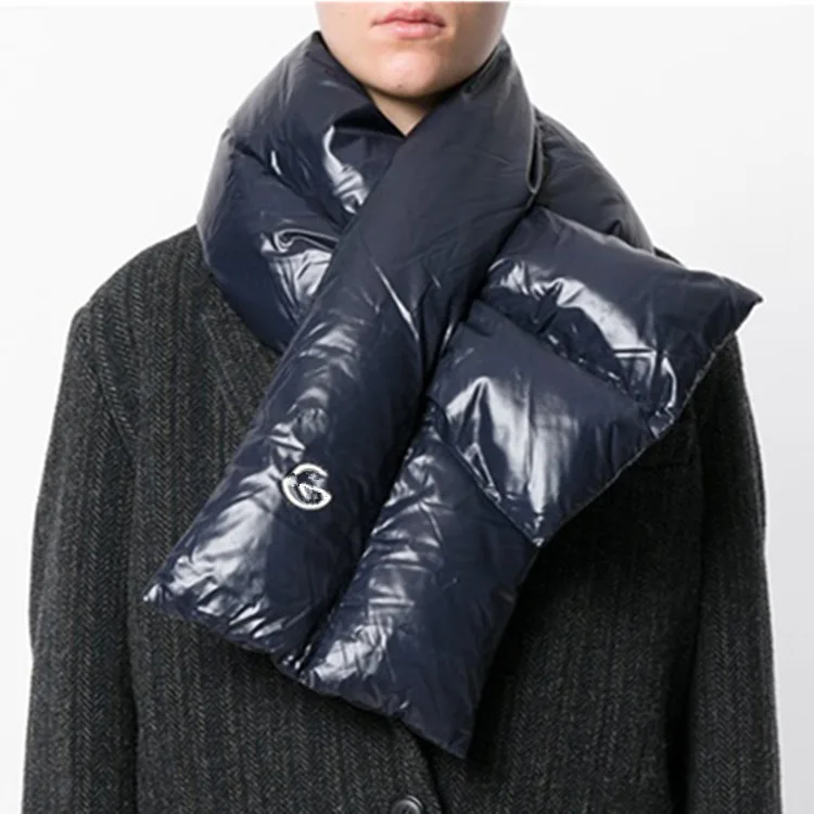 

Down Feather Scarf Women Men Winter Scarf Collar Ring Thick Warm Solid Color Lovers Scarves 112*20cm