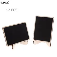 12Pcs Office School Supplies DIY Assembled Mini Blackboard Wooden Message Black Board Wedding Party Labels Wood Chalkboard