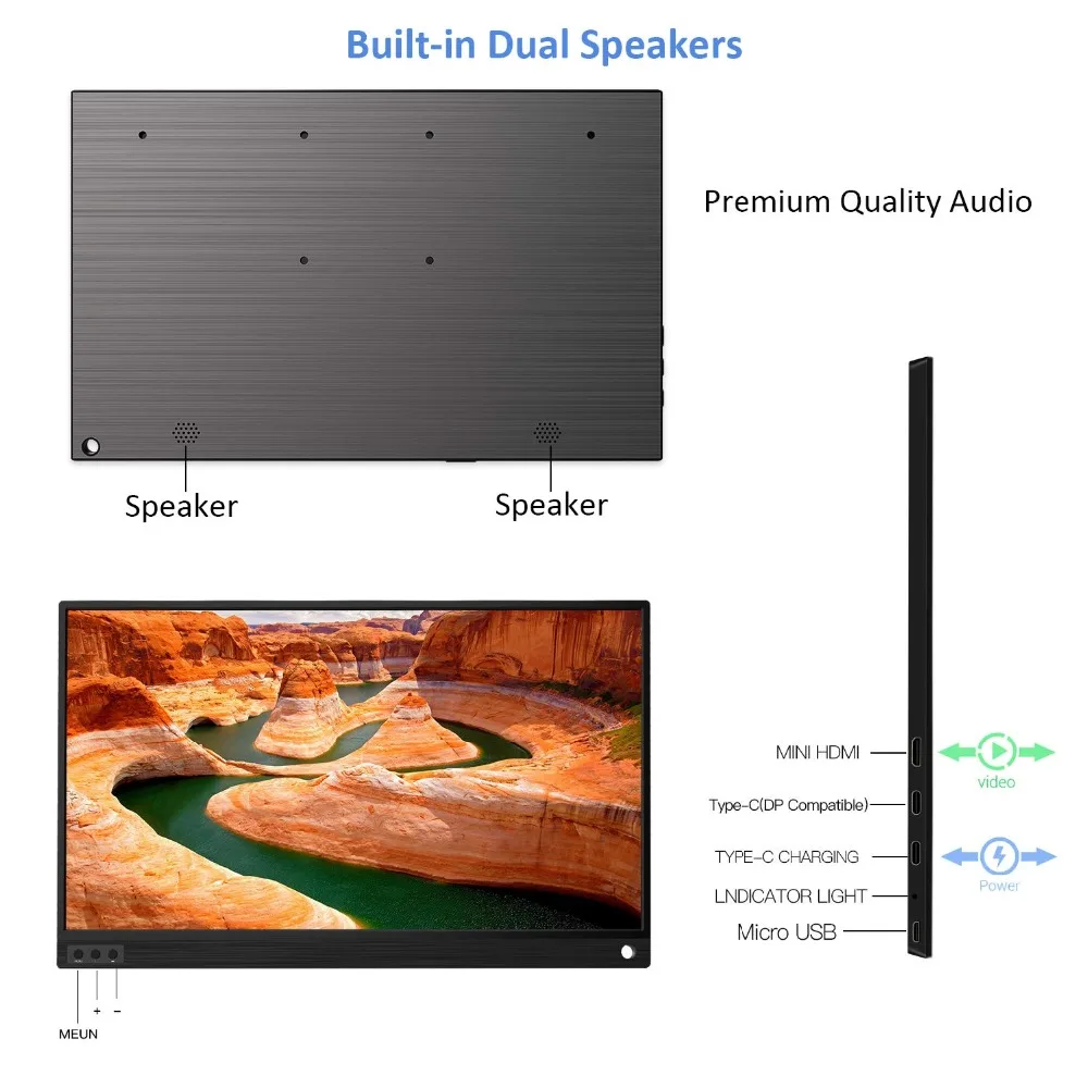 Portable Monitor 15.6 USB Type-C Full HD 1080 IPS USB C Portable Monitor Built-in Dual Speakers Compatible with Computer Laptop Portable Monitor 15.6 USB Type-C Full HD 1080 IPS USB C Portable Monitor Built-in Dual Speakers Compatible with Computer Laptop