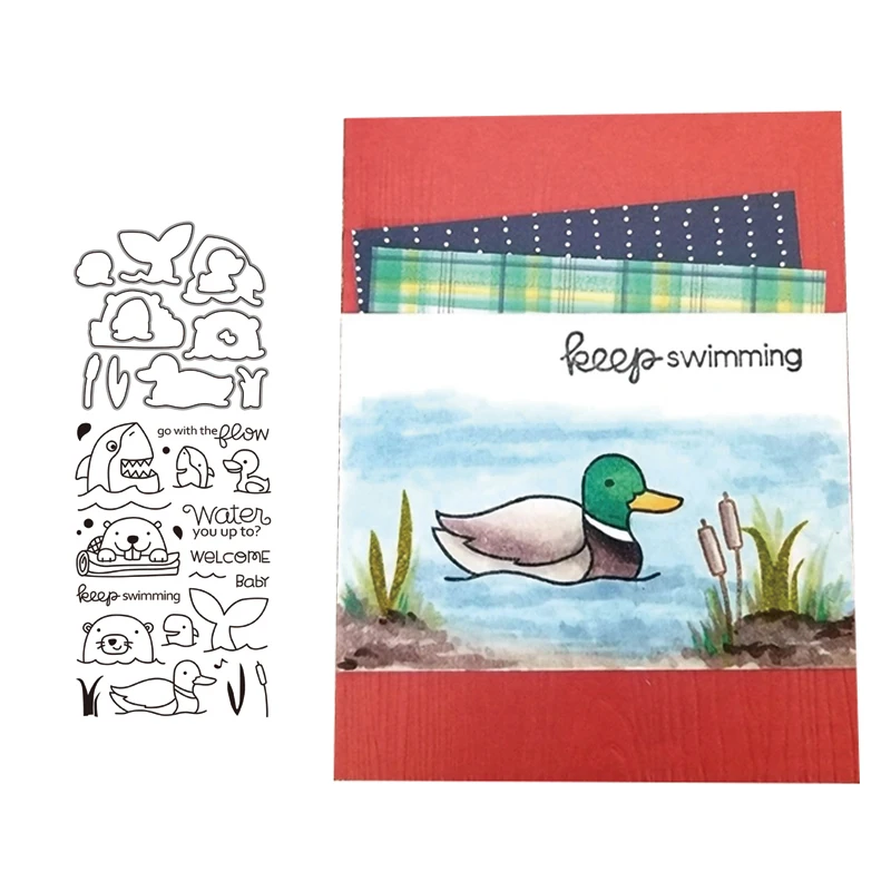 

New Arrival Keep Swimming Stamps and Cutting Dies Metal Cutting Dies and stamps DIY Scrapbooking Card Paper Craft Handmade