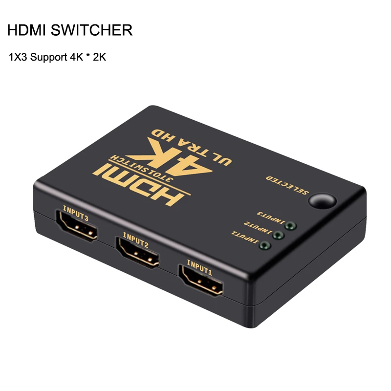 Perlinta 1X3 HDMI коммутатор 3 порта Поддержка 4 к* 2 к 3D коммутатор сплиттер коробка Ultra HD для DVD HDTV Xbox PS3 PS4
