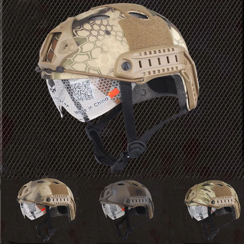 Emerson gear Быстрый Шлем с защитными очками типа PJ тактическая Боевая Экипировка военный страйкбол шлем