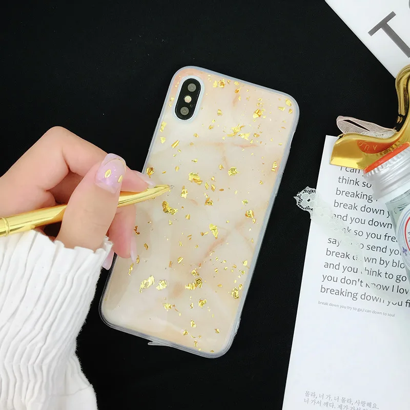 Luxury Gold Foil Bling Marble Phone Cases For iPhone X XS XR Max Soft TPU  Glitter Case Back Cover For iPhone 7 8 6 6s Plus Capa (6)