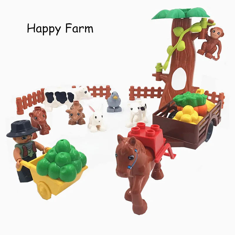 Аксессуары для животных, фермы, лошади, строительные блоки, Eduactional игрушки для детей, совместимы с L брендом Duploe части, детские игрушки