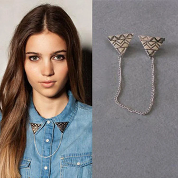 

QCOOLJLY Jewelry Women Men Unisex Ancient Silver Color Brooch Party Dress Accessories Inlay Crown Shirt Collar Brooch