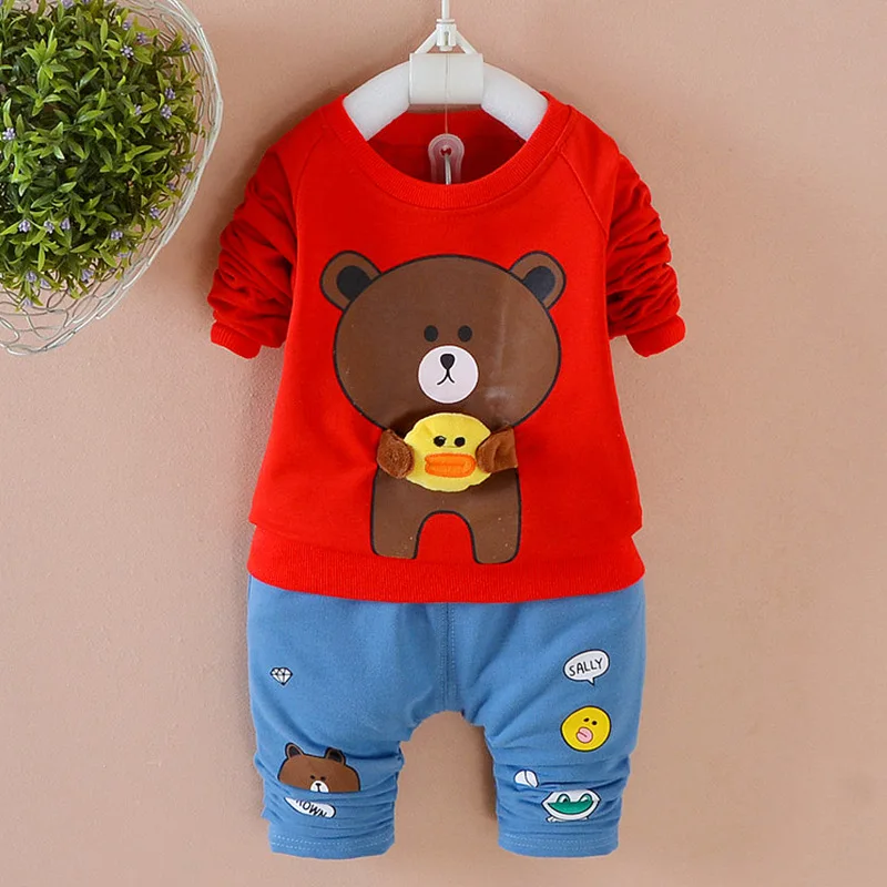 

2017 New Baby Cartoon bear boys clothing sets kids boys T-shirt+pant cartoon suit clothing children clothes spring autumn wear