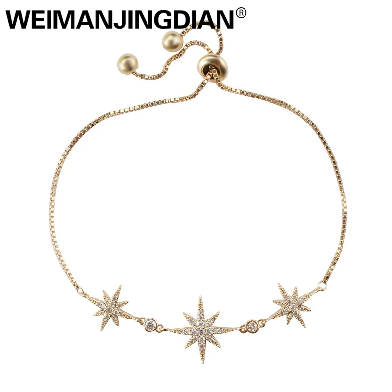 WEIMANJINGDIAN Starburst Zircon Jewelry Cubic Zirconia CZ Crystal Fashion Adjustable Bracelets for Women or Wedding