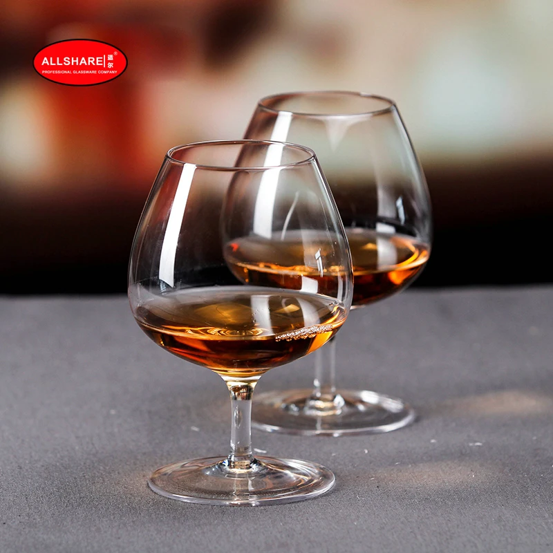 Set Of 2pcs Handmade Blown Leadfree Clear Crystal Brandy Glasses