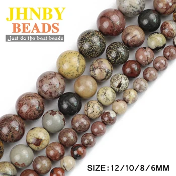 

JHNBY Algae Grass fossils beads Natural Stone High quality Ore Round Loose beads ball 6/8/10/12MM Jewelry bracelet making DIY