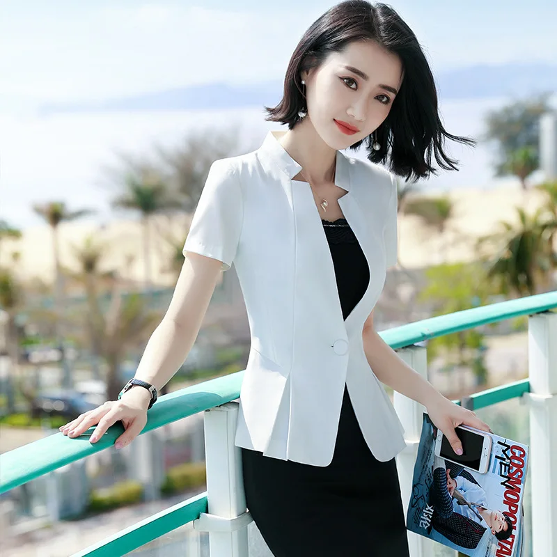Blazer Women Skirt Suits One Button Notched Striped Blazer Jackets and Slim Mini Skirts Two Pieces OL Sets Female Outfits 2019