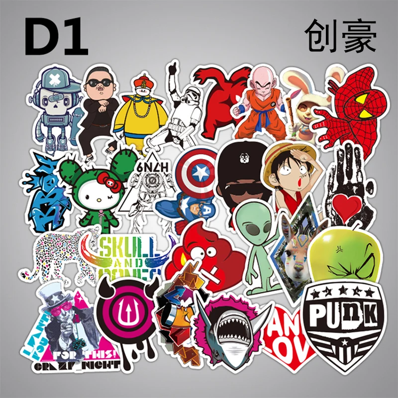 50 Pcs Anime Super Hero Stickers Funny Cartoon Phone Laptop Sticker Car Backpack Tables Skateboard Toy