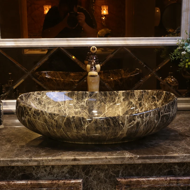Europe Style Handmade Countertop Ceramic Bathroom Basin Bathroom wash basin bathroom sink painted   (6)
