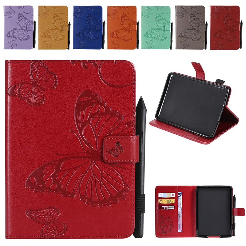 

2019 New Embossed Butterfly Magnetic Smart Flip Stand PU Cover For Amazon whiel 1 2 3 4 Case cover