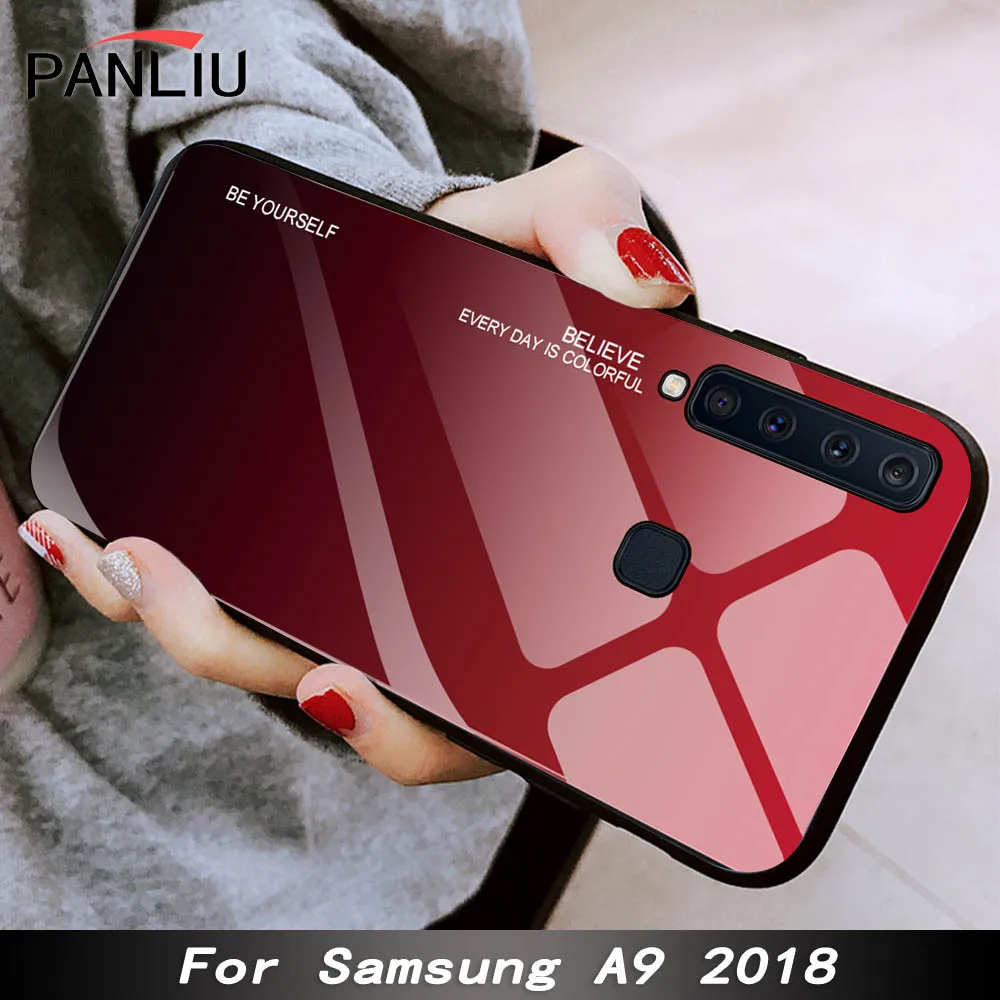 Panliu Крышка для samsung Galaxy A9 2018 чехол закаленное Стекло A9s Pro A920 Градиент простой