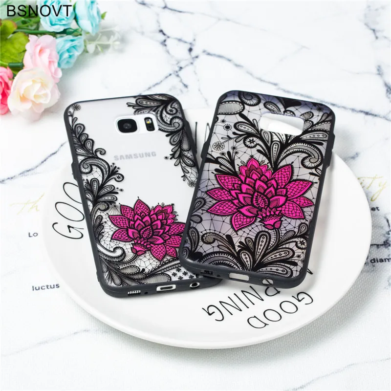 

For Samsung Galaxy S7 Edge Case Black Rose Flower Embroidery Foral Back Cover For Samsung Galaxy S7 Edge Phone Fundas Capa